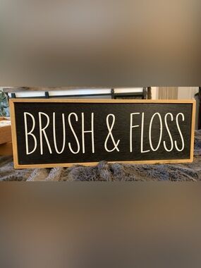 Decorative Brush & Floss Black and White  Sign